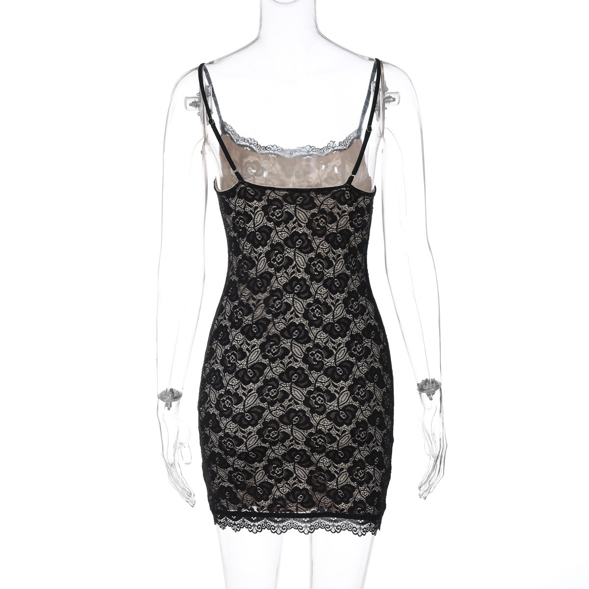 Women Clothing Summer Sexy Low Cut Cinched Sheath Lace Dress
