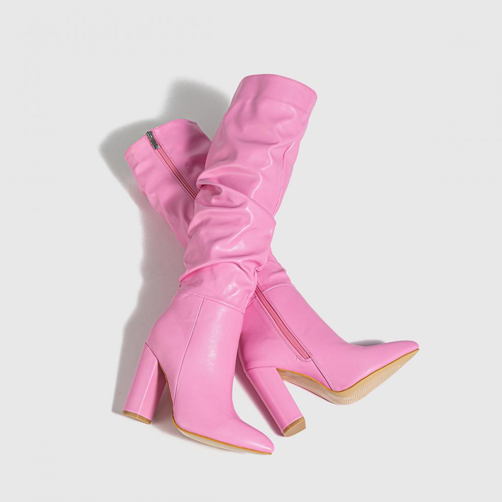 Pointed Toe Chunky Heel Pointed Toe Natural Wrinkle ide Zipper Boots plus Size Ankle Boots