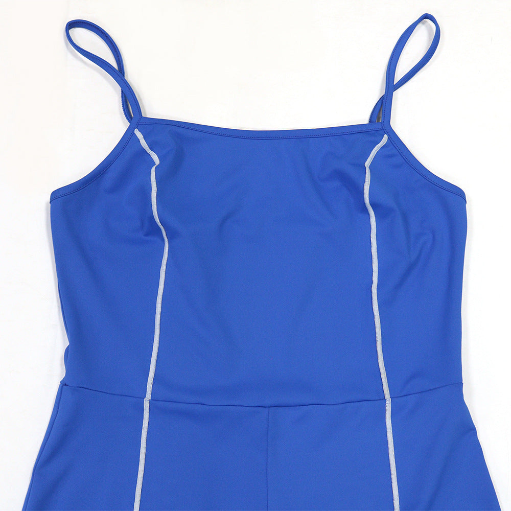 Summer Women Clothes Sexy Solid Color Tight Strap Jumpsuit