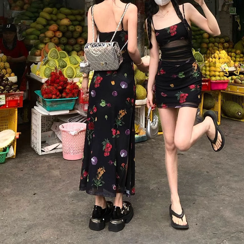 Vacation Mesh Sexy Sisters Outfit Sheath Dress Summer Black Shivering Sling Dress Women