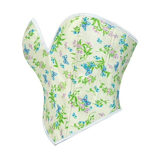 Jacquard Grass Green Women Upper Tube Top Breasts Support Push up Court Body Shaping Top