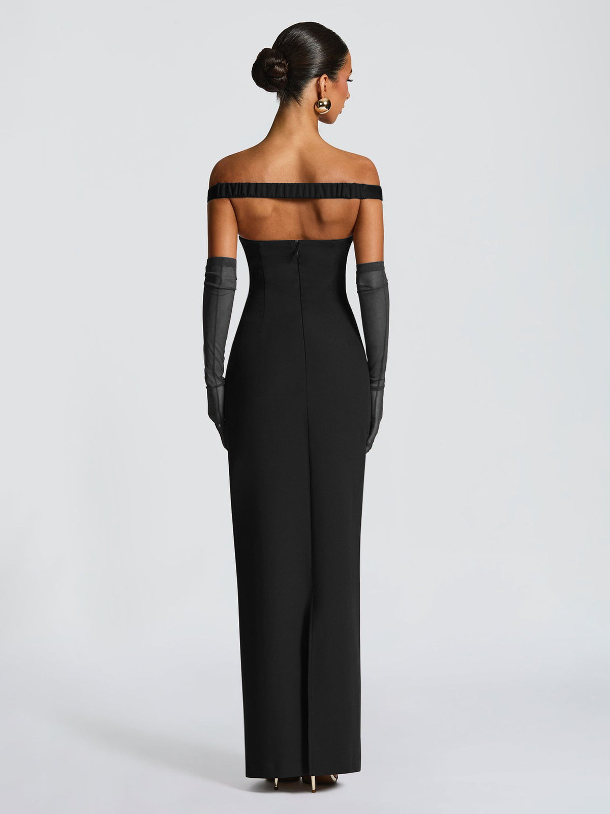Elegant Tube Top Solid Color Dress Sexy Sleeveless Slim Fit Backless Dress