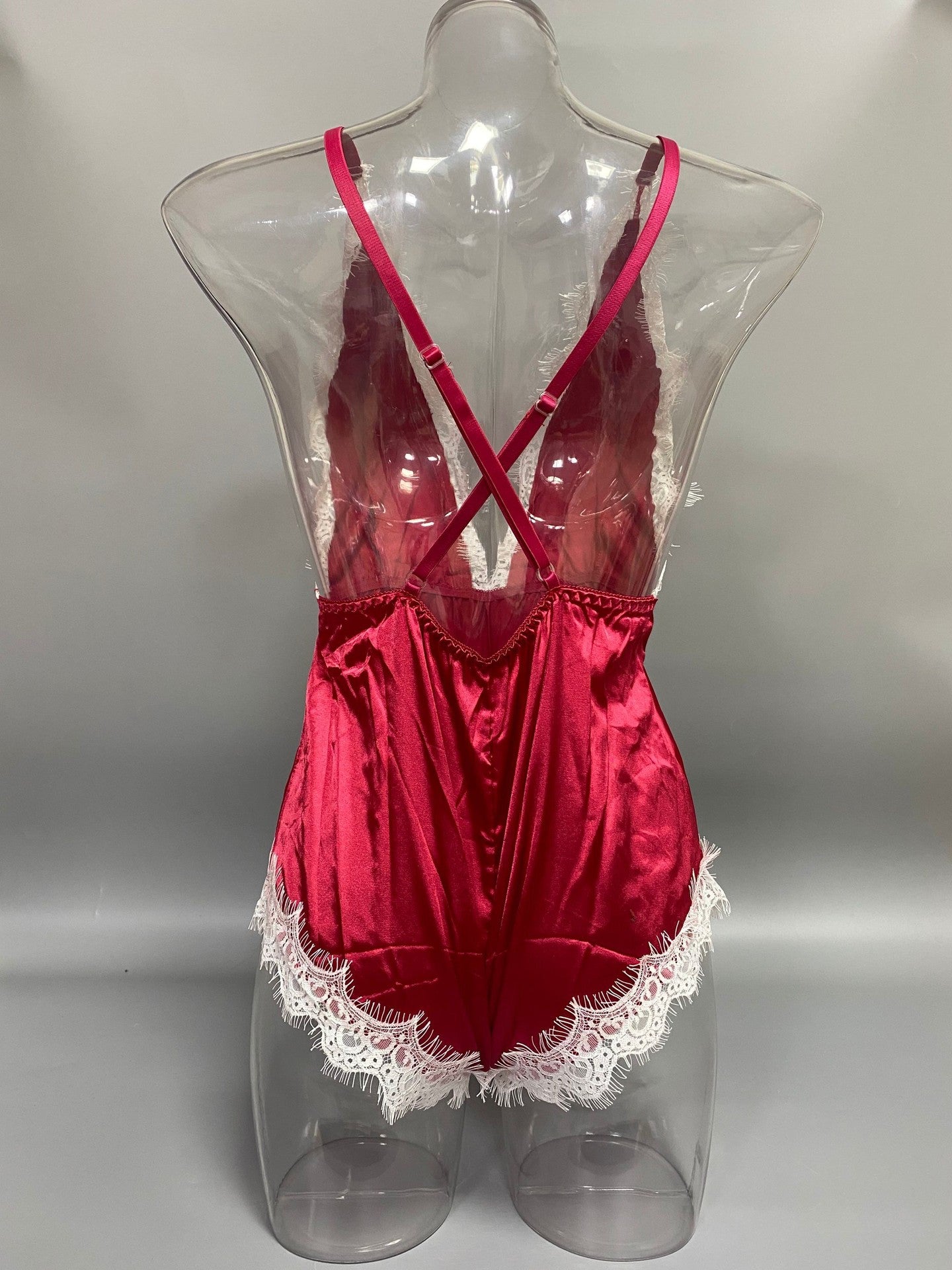 Sexy Lace Temptation Deep V Plunge One Piece Pajamas Split Beauty Back Cutout out Sexy Underwear