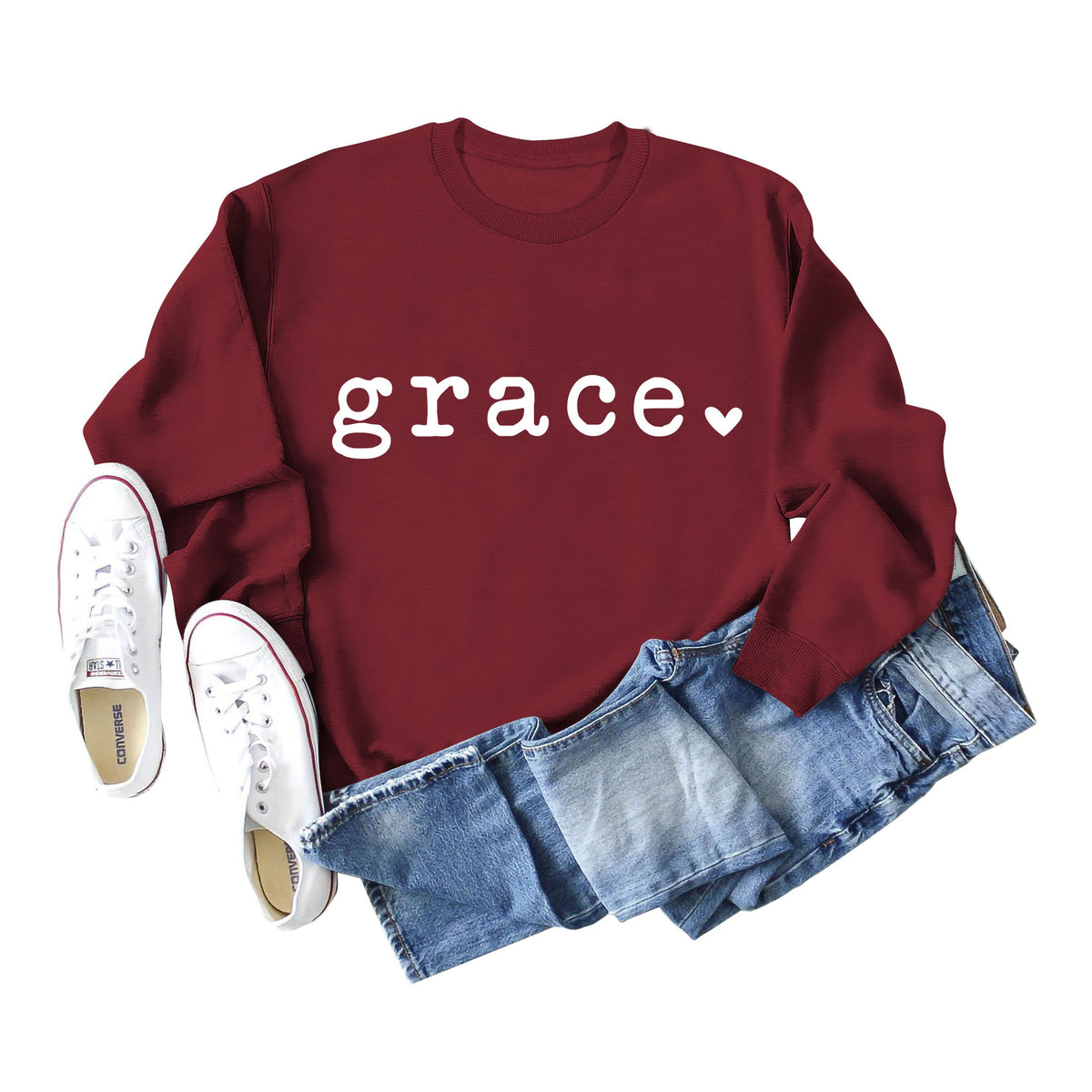 Wine Red White Sweatshirt Font