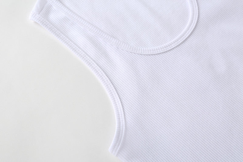 Women Clothing Spring Summer New English Letter Graphic Printed cropped Short Slim-Fit Tank Top Bottoming Shirt