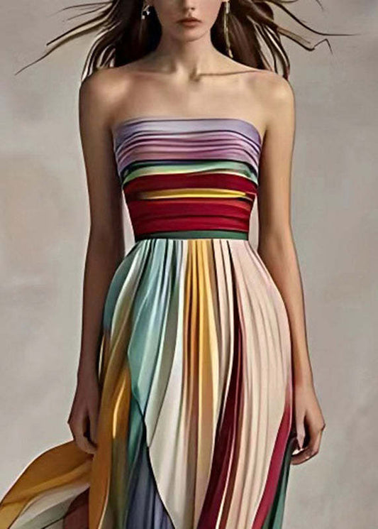 Sexy Tube Top Printed Color Dress