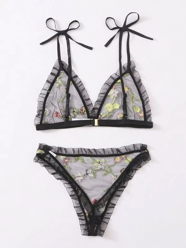 Sexy Lingerie Mesh See-through Lace Sexy Three-Point Sexy Sleepwear