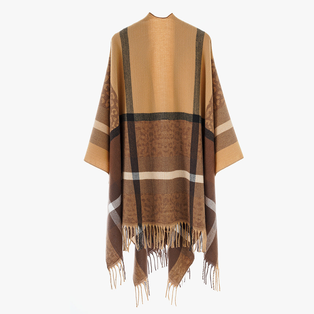 Arrival Shawl Women Plaid Shawl Cardigan Warm Tassel Outer Shawl