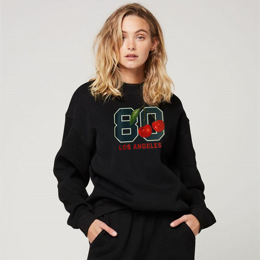 Street Hipster off Shoulder Loose round Neck Long Sleeve Sweatshirt Casual Women Clothing Autumn Winter