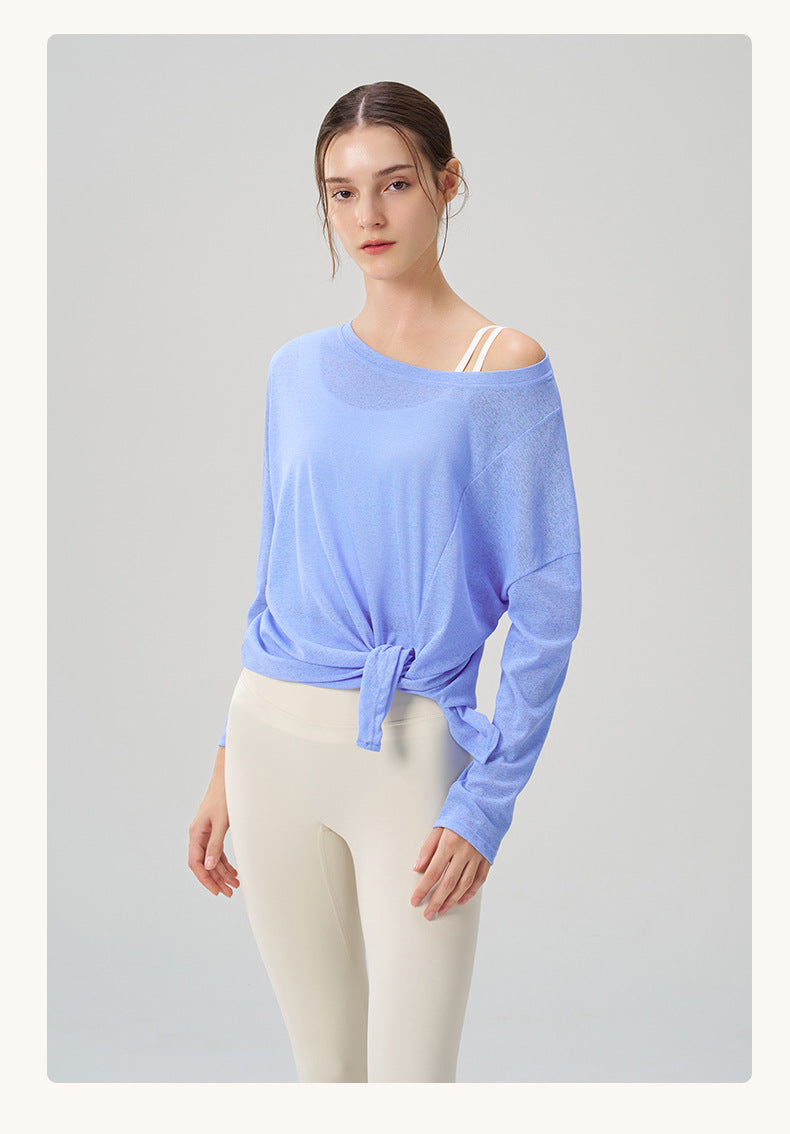 Summer Breathable Yoga Blouse Women Split Sports Fitness Top Lightweight Yoga Clothes Long Sleeve