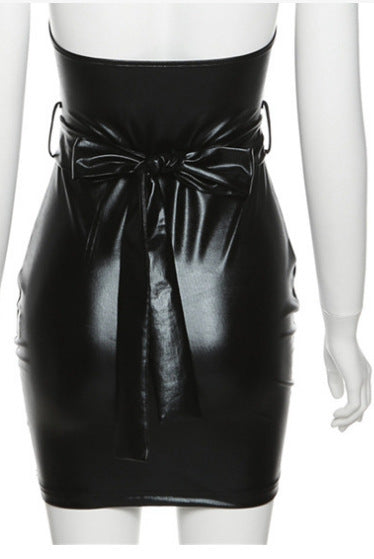 Autumn Winter Women Clothing Backless Sexy Low Cut Slim Fit Belt Sheath Dress Women