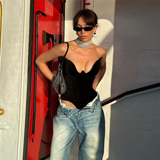 Winter Women clothing Trend Sexy Personality All Matching Slim Fit Backless Vest