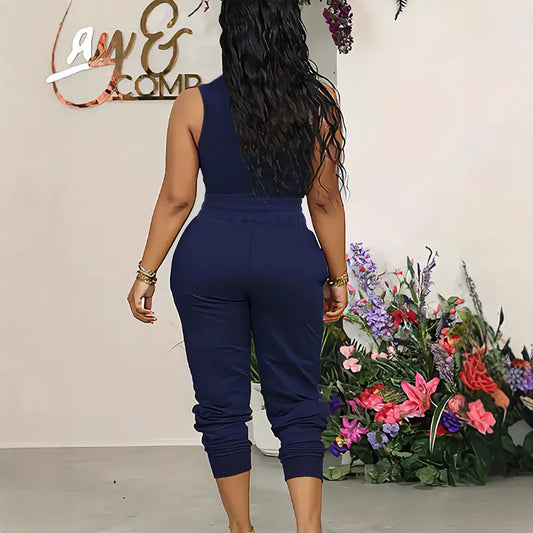 Women Clothing Elegant Vest Pants Sets Casual Solid Color