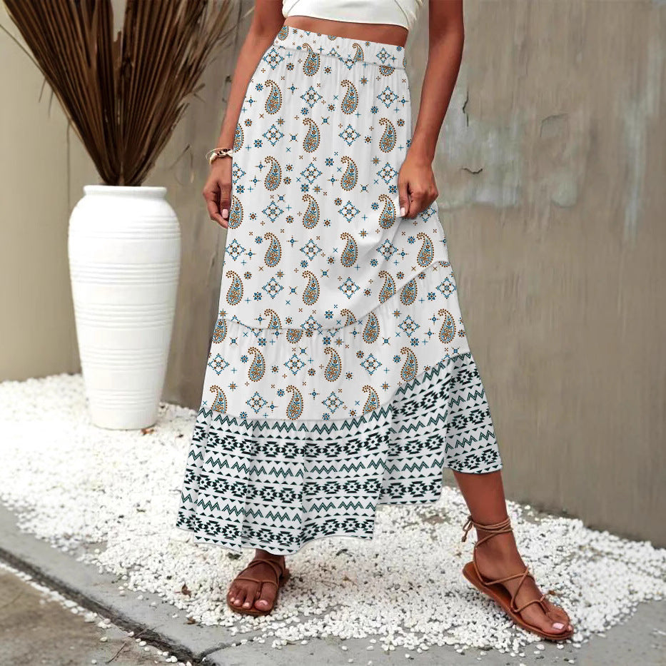 Spring Summer Women Casual Print Holiday Skirt