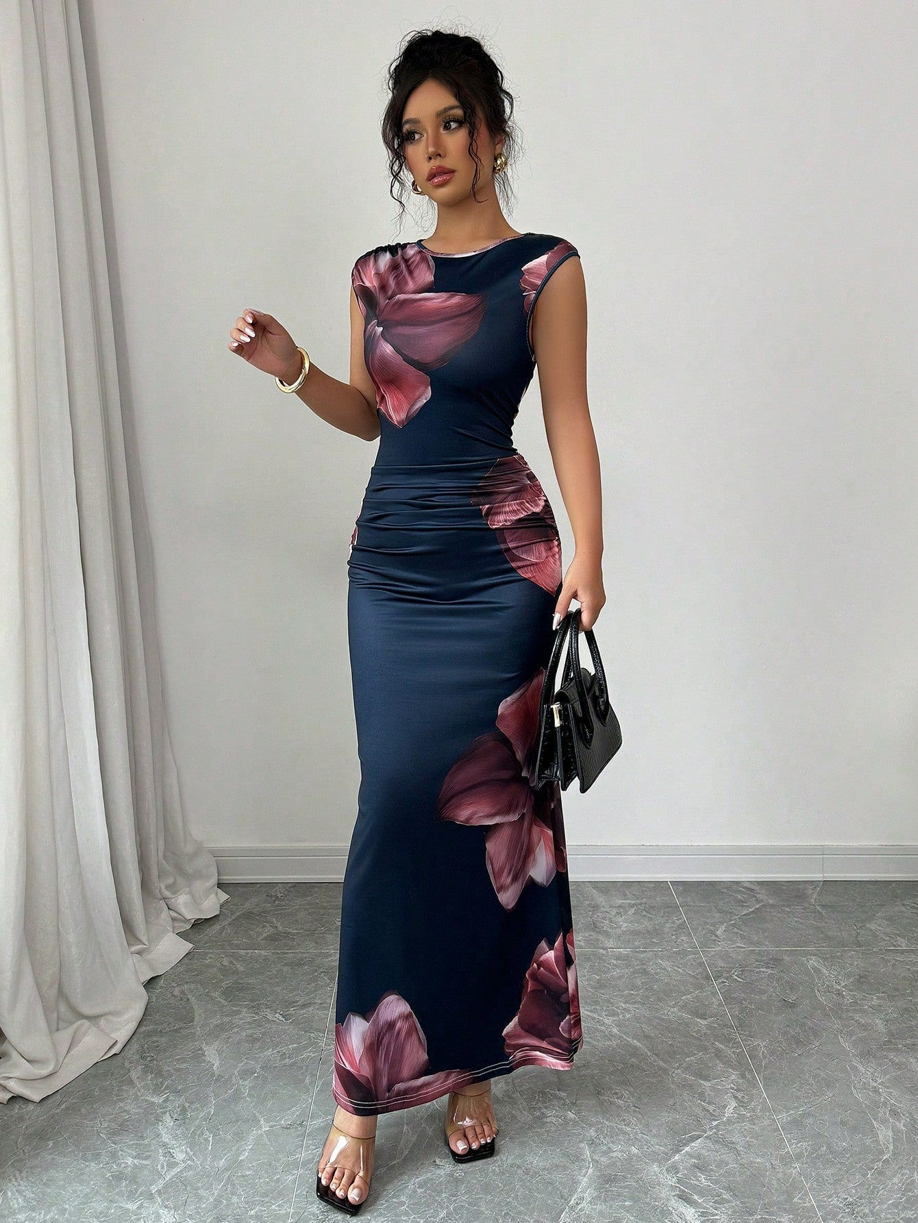 Women Clothing Summer Sleeveless Printed Slim Sheath Dress Elegant Graceful Women Clothing