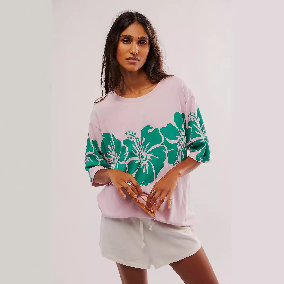 Autumn Women Clothing Top Personalized Printed Loose Short Sleeved T shirt Women