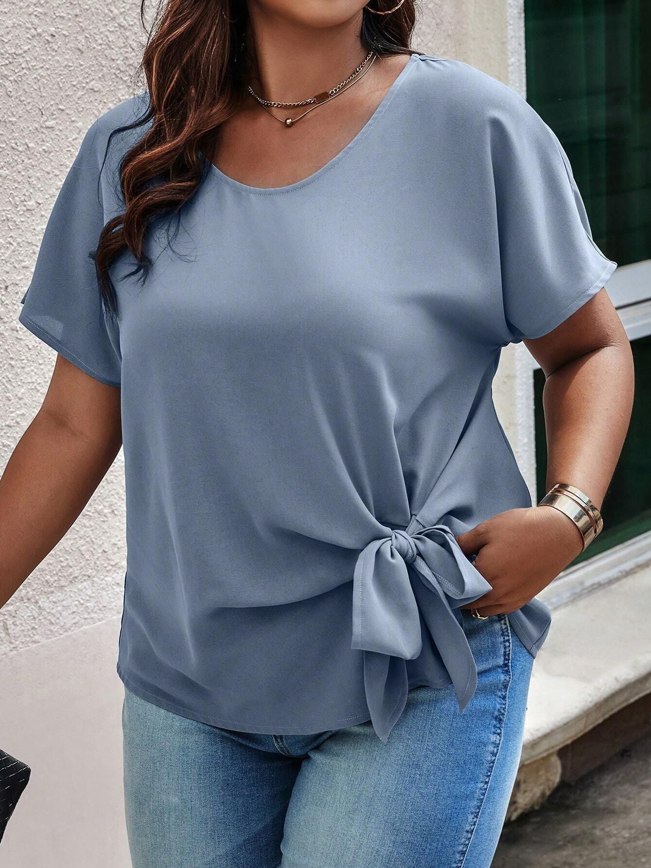 Plus Size Women Clothing Spring Summer Loose Fitting Casual Round Neck Short Sleeve Women Shirt Top