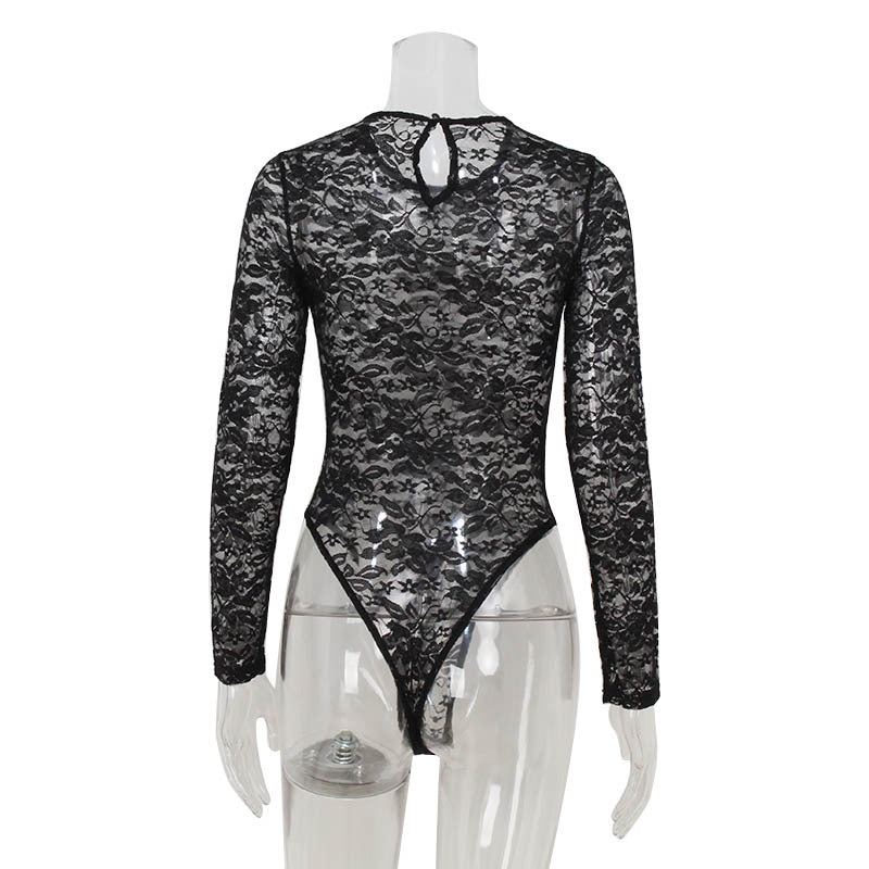 Sexy Women Clothing Lace See through Skinny Hollow Out Cutout out Women Jumpsuit Street Sexy Top