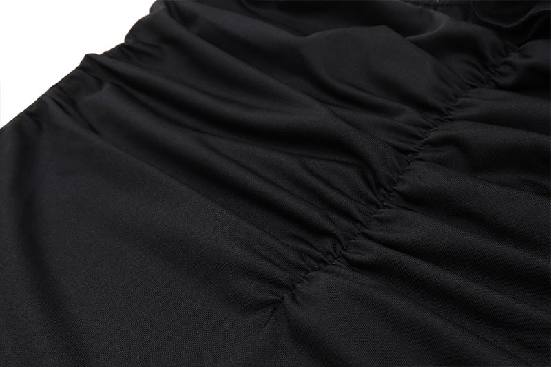 Women Clothing Summer Sexy Backless One Shoulder Pleated Slim Fit Elegant Dress Women
