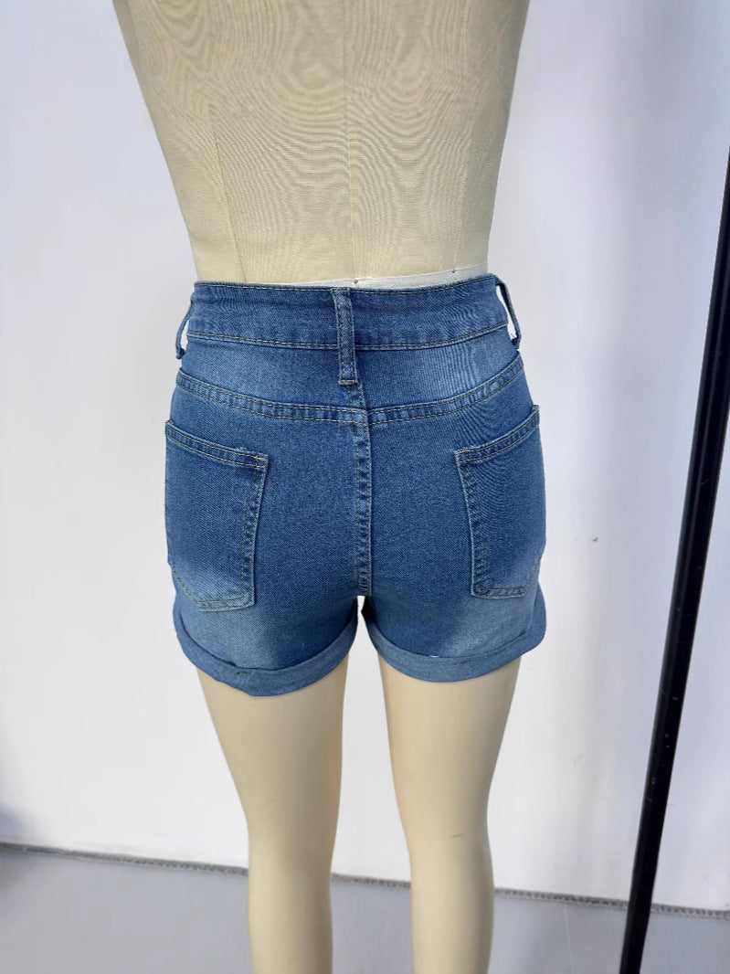 Summer Denim Shorts Women Ripped Fashionable Casual Shorts Pants
