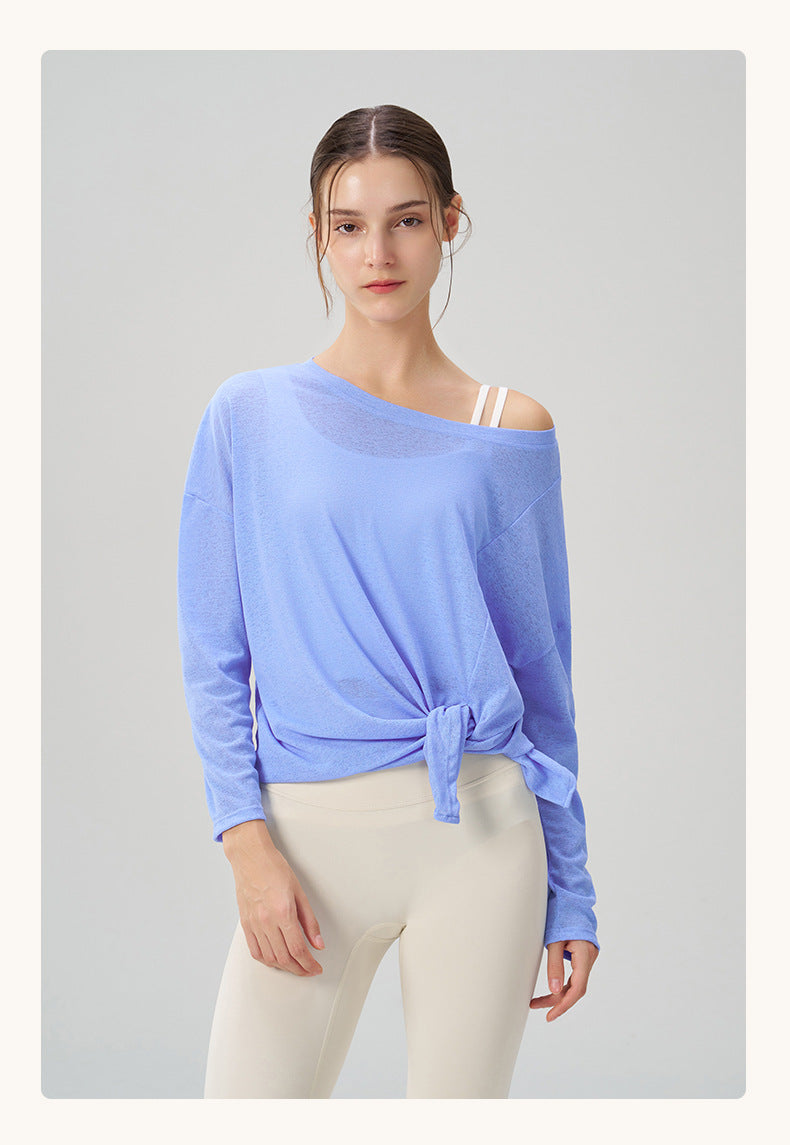 Summer Breathable Yoga Blouse Women Split Sports Fitness Top Lightweight Yoga Clothes Long Sleeve