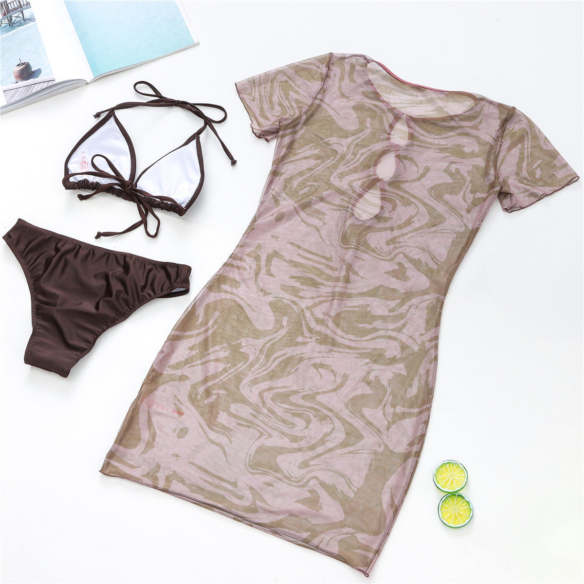 Swimsuit Sexy Print Blouse Bikini Three Piece Set Swimwear