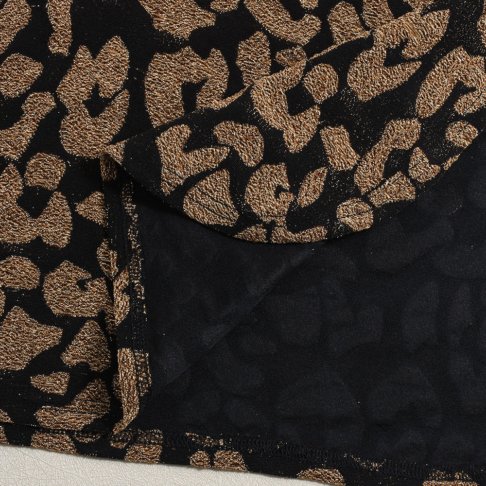 Women Pants Personality Slit Drawstring Lace Stretch Leopard Print Skirt