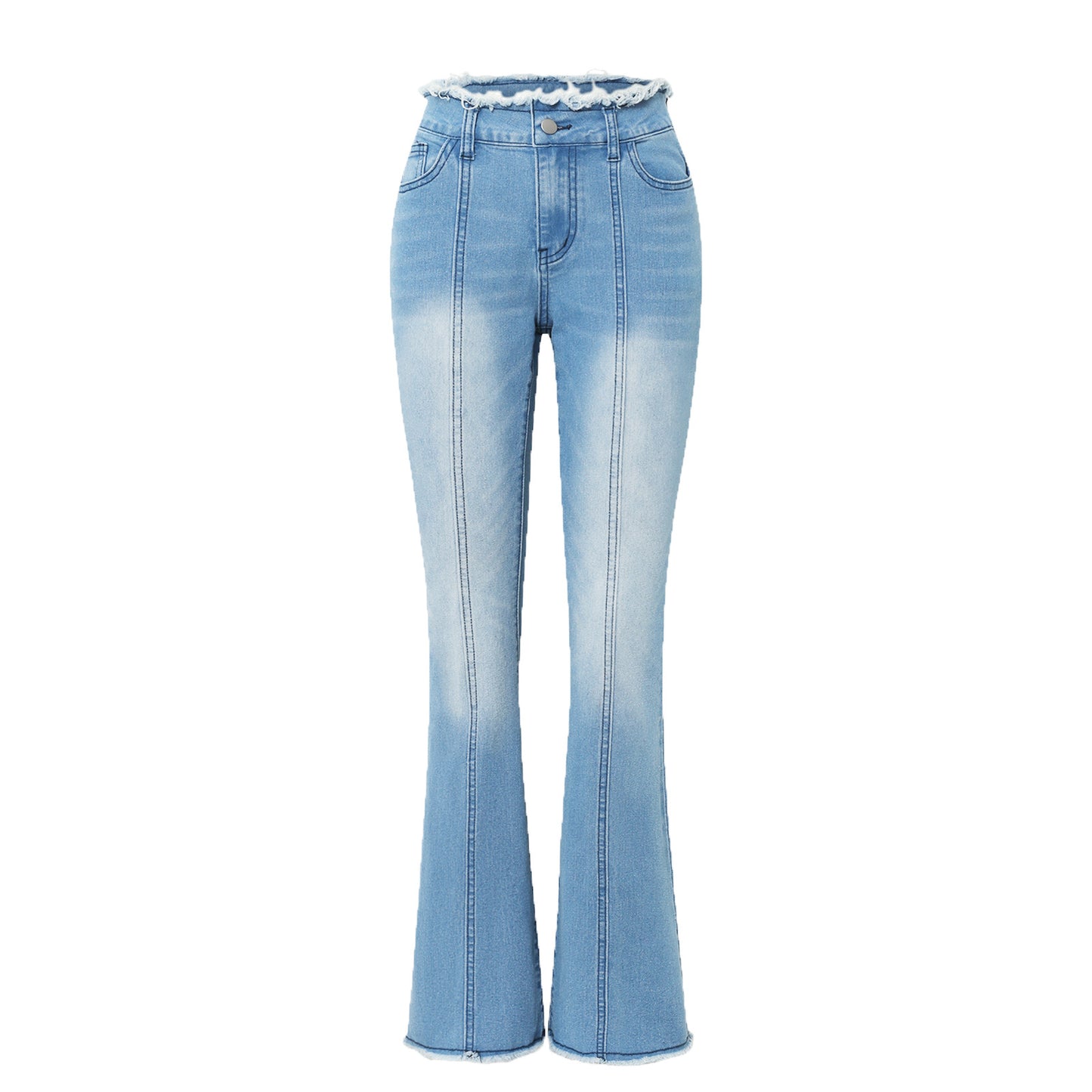 Real Shot Early Autumn Women Frayed Edge Cat Beard Hip Lifting Stretch Skinny Jeans