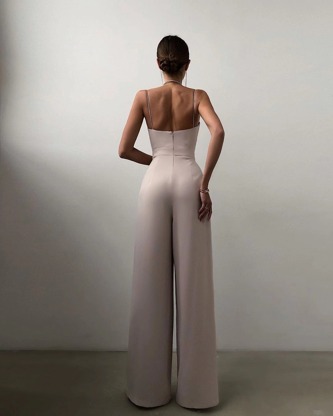 Sling Waist Straight Mop Floor Minimalist Jumpsuit Spring Summer