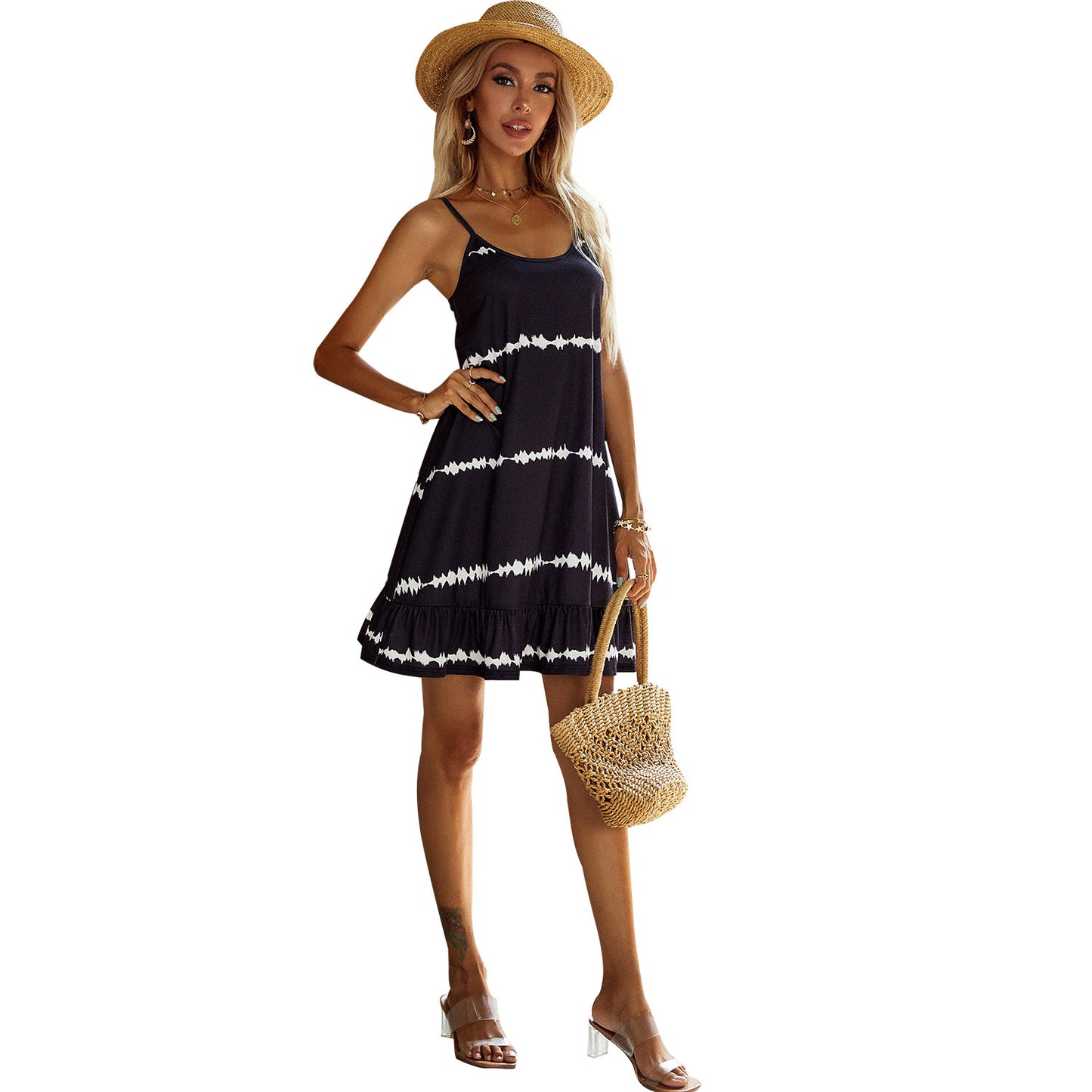 Women Clothing Sexy Casual Vacation Sweet Spaghetti-Strap Dress