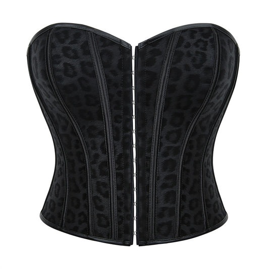 Black Faux Leather Single Breasted Women Tube Top Breasts Support Push up Court Body Shaping Top