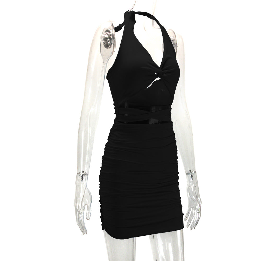 Summer Women Clothing Halter Backless Slim Sheath Sexy Dress