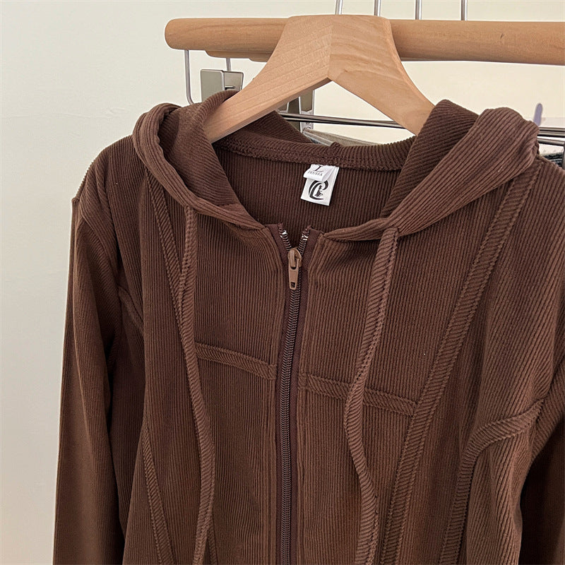 Autumn Winter Sweater Women Hooded Long Sleeve Short Cardigan Sexy Slim Fit Warm Jacket
