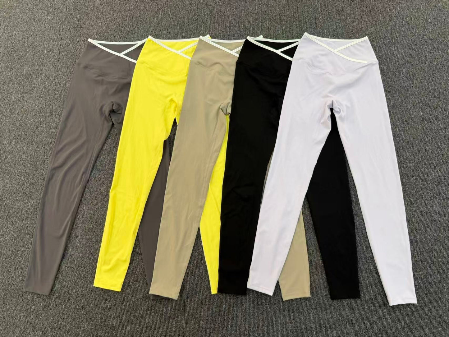 Nude Feel Skinny Yoga Pants Cross High Waist Contrast Color Tights Women Sports Running Fitness Pants