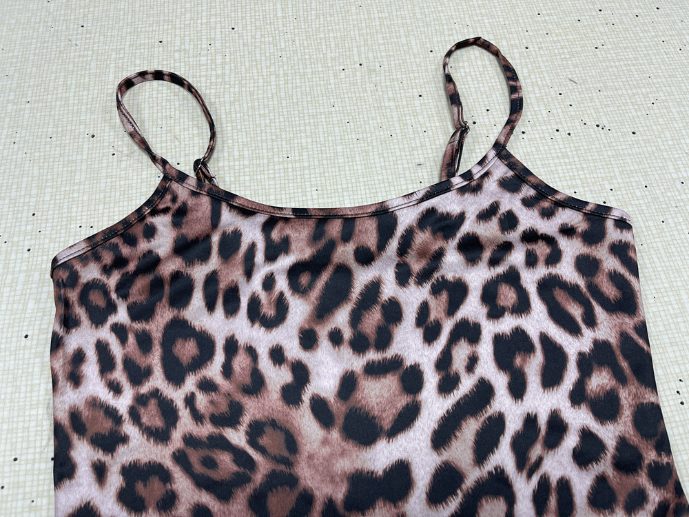 Women Clothing Leopard Print Sexy Strapless Suspenders Dress Women Backless Hip Dress