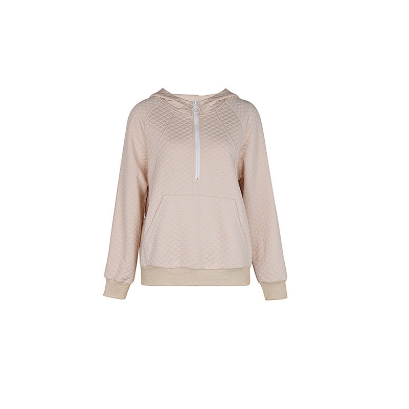 Autumn Women Clothing Hooded Long Sleeve Solid Color Sweatshirt