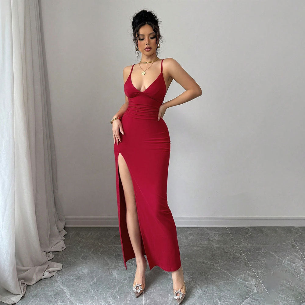 Sexy Slim Fit Slit Summer Suspender One Step Dress