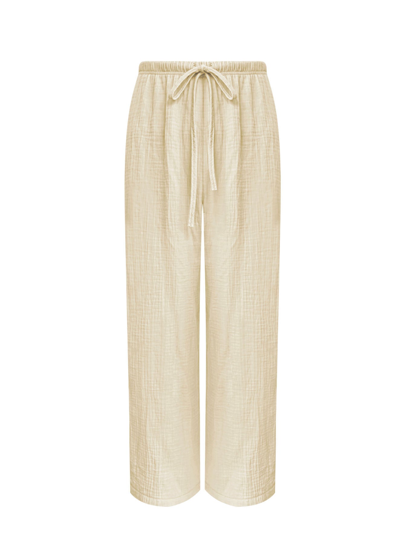 Autumn Solid Color Wide Leg Pants Fashionable Simple Elastic Waist Drawstring Casual Pants Women Clothing