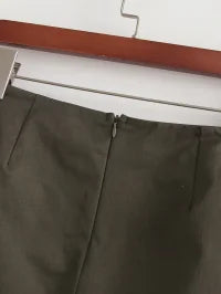 Retro Workwear Skirt Summer High Waist Pocket Skirt Women